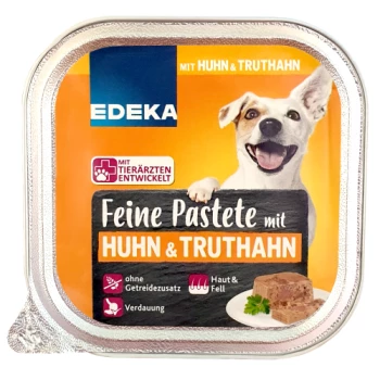 Edeka Feine paštetas šunims su vištiena ir kalakutiena 150g | Multum