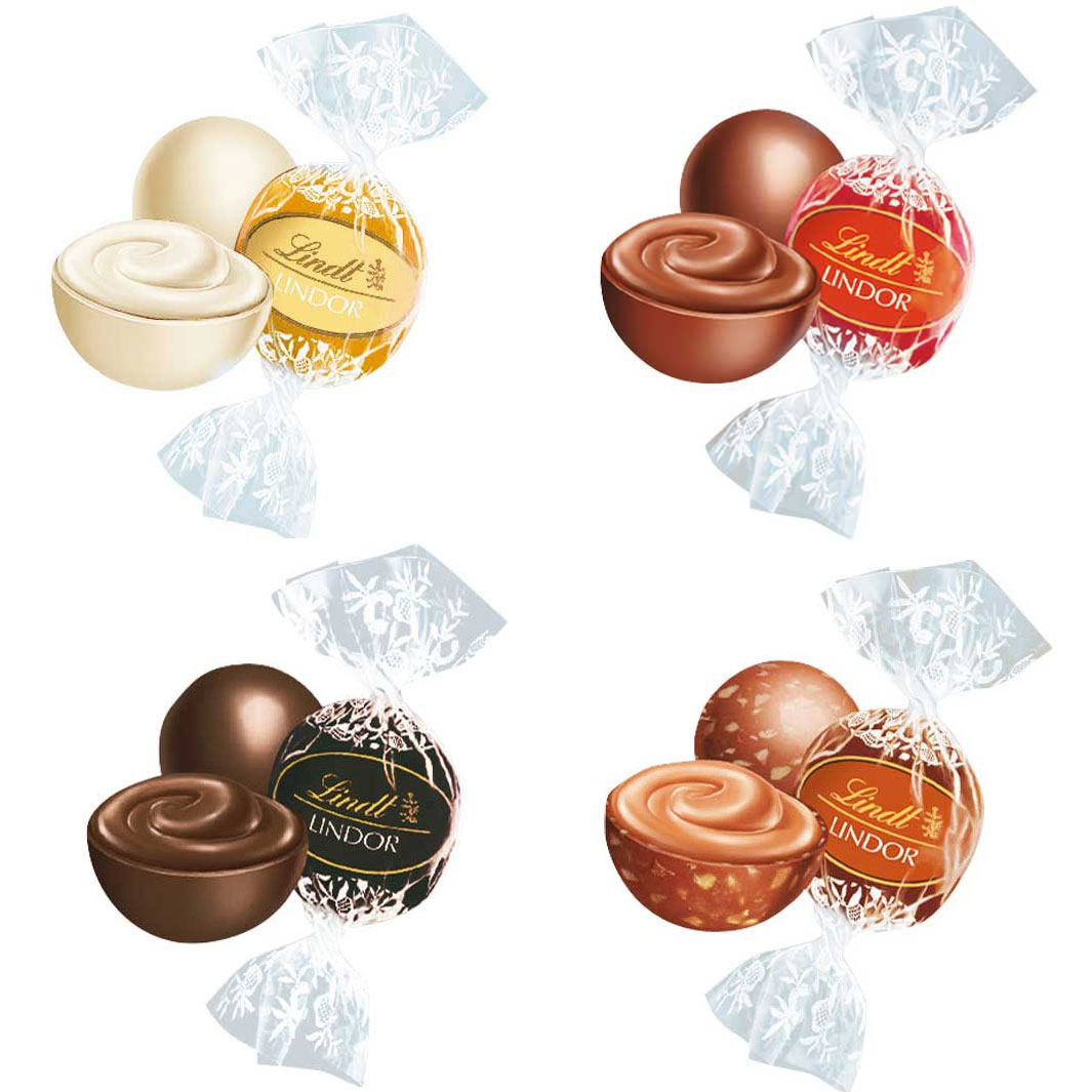 Šokoladinių saldainių LINDT su įdaru pasirinkimas 137g | Multum