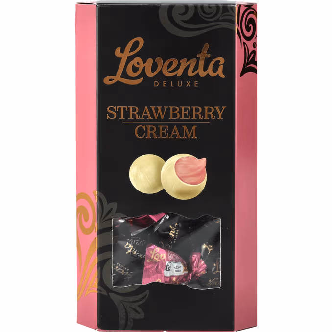 LOVENTA praline šokoladiniai saldainiai su braškių kremu Deluxe 130g | Multum