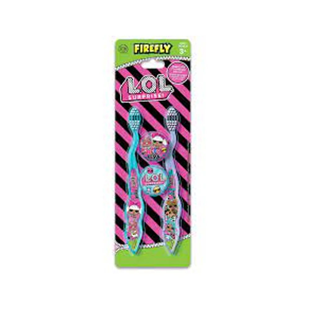FIREFLY LOL rinkinys - dantų šepetėliai su dangteliu 2vnt | Multum