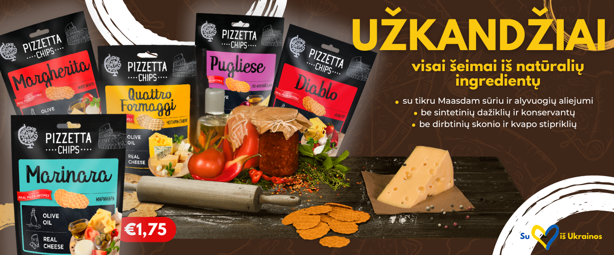 PIZZETTA užkandžiai, vafliai, traškučiai, be skonio stipriklių, su natūraliais ingredientais, sveiki užkandžiai