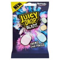 Juicy Drop Blasts rūgštūs kramtomi saldainiai su rūgščių milteliais 45g | Multum