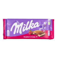 Milka pieniškas šokoladas su aviečių kremo įdaru 100g | Multum