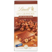 LINDT Les Grandes pieniško šokolado plytelė su nesmulkintais lazdyno riešutais 150g | Multum
