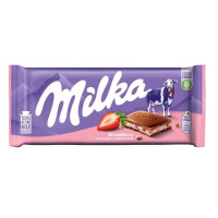 MILKA pieniško šokolado batonėlis su braškių jogurto kremu 100g | Multum