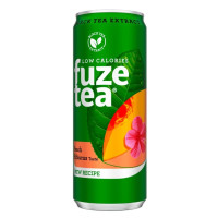 FUZE TEA Hibiscus persikų juodoji ledinė arbata, skardinė 330ml | Multum