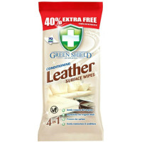 Drėgnos servetėlės Green Shield odos gaminiams valyti 70 vnt. | Multum