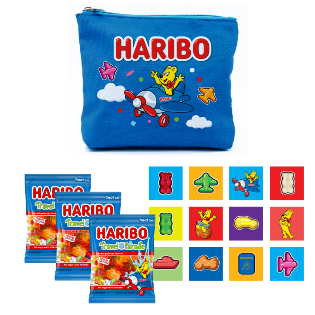 HARIBO Travel Parade medvilninis krepšys + atminties žaidimas želė saldainiai 300g | Multum