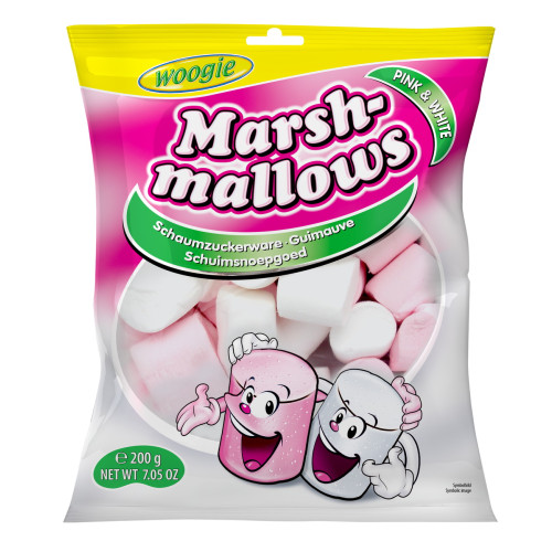 Woogie Rožiniai ir balti zefyrai 200g | Multum