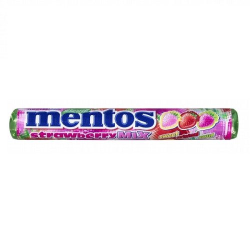 Mentos Braškių kramtomieji saldainiai su braškių skoniu 37,5g | Multum