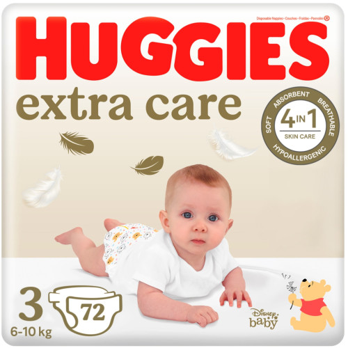 Huggies Extra Care sauskelnės #3 6-10kg, 72 vnt | Multum