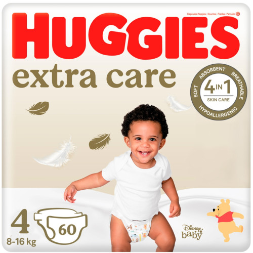 Huggies Extra Care sauskelnės #4 8-16kg, 60vnt | Multum