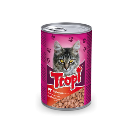 Tropi konservai su jautienos gabaliukais katėms 415g | Multum