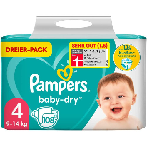 Pampers Baby dry Maxi Pack 4 (9-14Kg) sauskelnės 108 vnt. | Multum