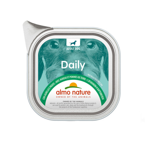 Almo Nature Daily šlapias maistas su ėriena ir bulvėmis šunims 100g | Multum