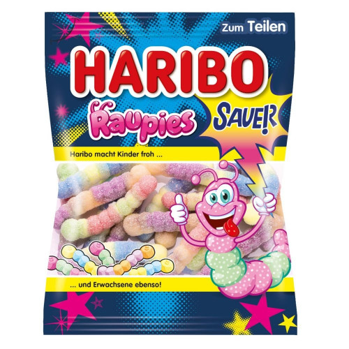 Haribo Raupies rūgštūs želė saldainiai 160g | Multum