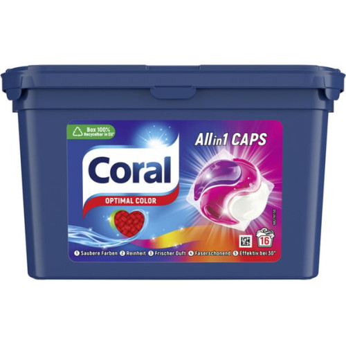 Coral Optimal Color skalbinių kapsulės spalvotiems skalbiniams 16vnt, 339g | Multum