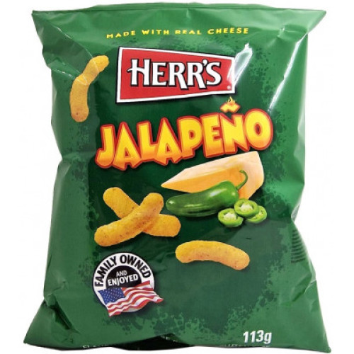 Herr's Jalapeno Curls kukurūzų užkandžiai su sūriu ir jalapeno skoniu 113g | Multum