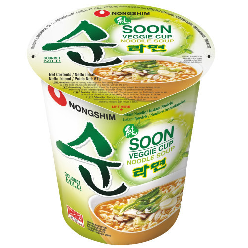 Nongshim daržovių makaronų sriuba tinka veganams 67 g | Multum