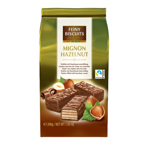 Feiny Biscuits vafliai su lazdyno riešutų kremo įdaru 200g | Multum