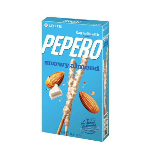 Lotte Pepero sausainių lazdelės, padengtos baltuoju šokoladu ir migdolų gabalėliais, 32g | Multum