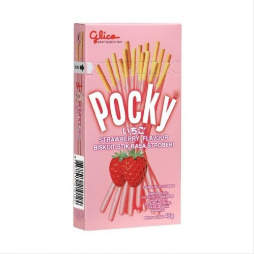 Pocky sausainių lazdelės su braškiniu kremu 45g | Multum