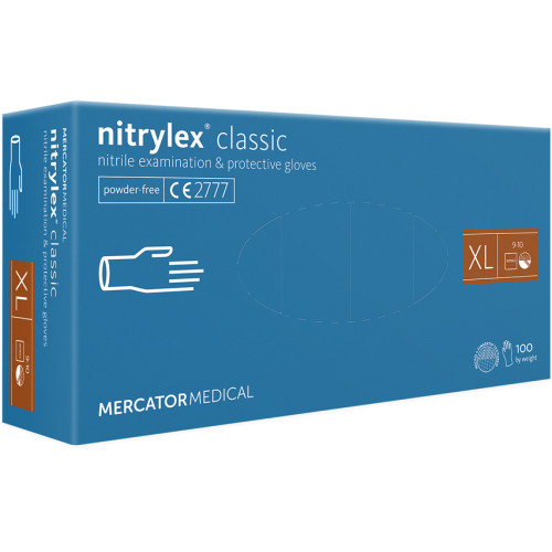 Mercator nitrilex® be pudros nitrilinės pirštinės, mėlynos, XL dydis 100 vnt. | Multum
