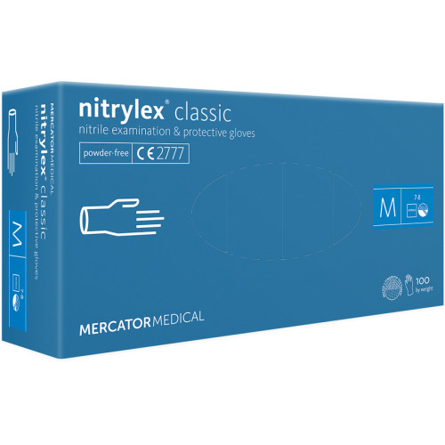 Mercator nitrilex® be pudros nitrilinės pirštinės, mėlynos, M dydis 100 vnt. | Multum