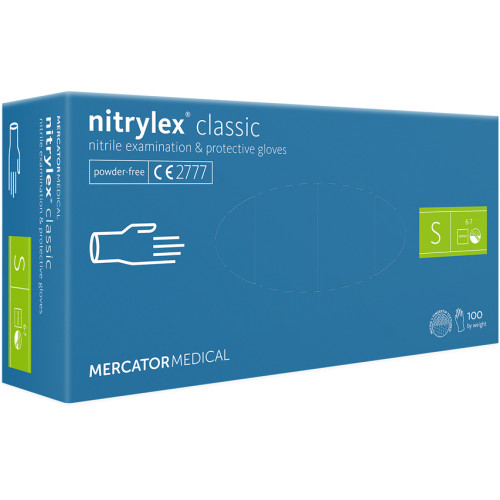 Mercator nitrilex® be pudros nitrilinės pirštinės, mėlynos, dydis S 100 vnt. | Multum