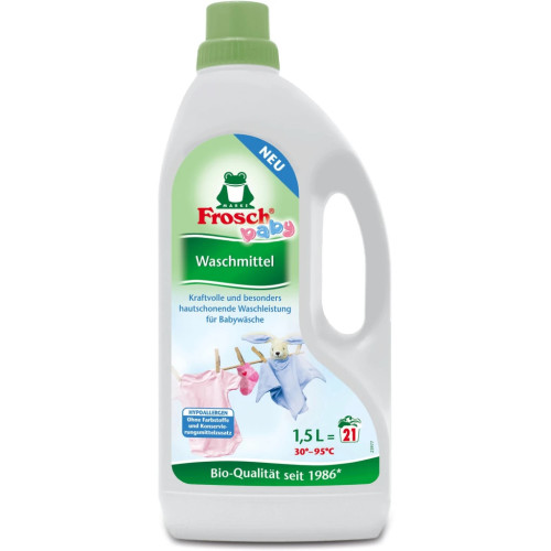 Hipoalerginis skystas skalbinių ploviklis Frosch kūdikių drabužiams skalbti 1,5l, 22x | Multum