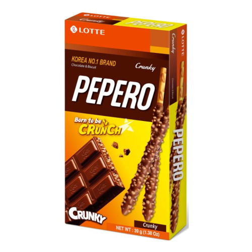 Lotte Pepero sausainių lazdelės su šokolado ir traškia kremo danga 39g | Multum