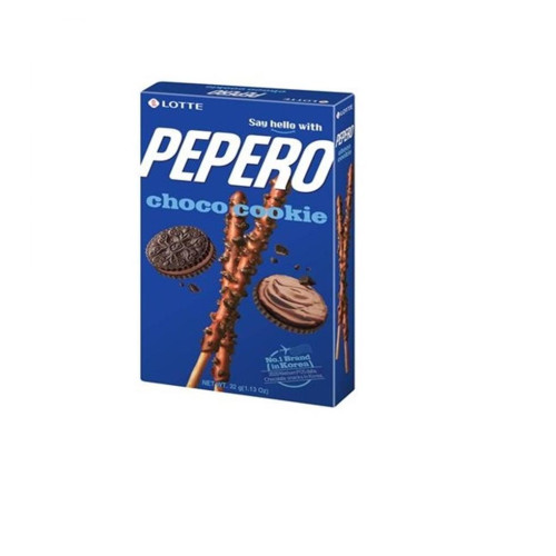 Lotte Pepero sausainių lazdelės, padengtos šokoladiniu kremu ir sausainių gabaliukais 32g | Multum