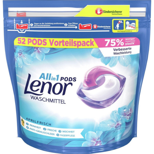 Lenor 3in1 Aprilfrisch kapsulės spalvotiems ir baltiems skalbiniams skalbti 52 vnt | Multum