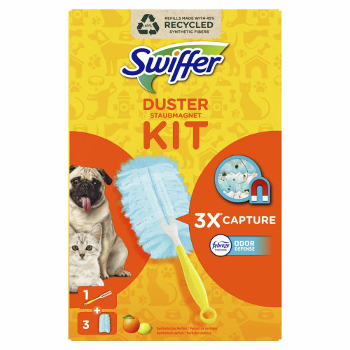 Swiffer dulkių surinkimo šluotų rinkinys - rankena + 3 šluostės - atsarginė su citrusų kvapu | Multum