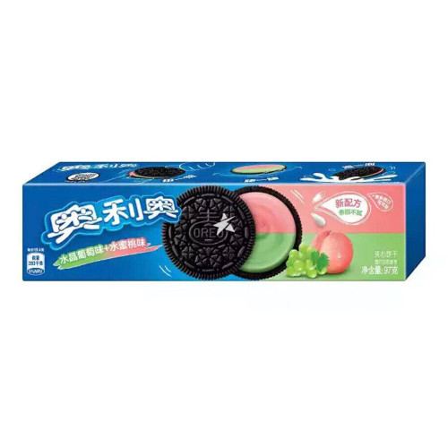 Oreo sausainiai su vynuogių ir persikų skoniu 97g | Multum