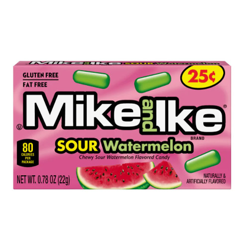 Mike and Ike saldainiai su rūgštaus arbūzo skonio 22g | Multum