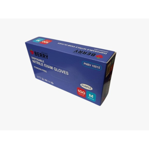 BERRY Nitrilinės pirštinės be pudros N100, M, violetinė 100 vnt | Multum