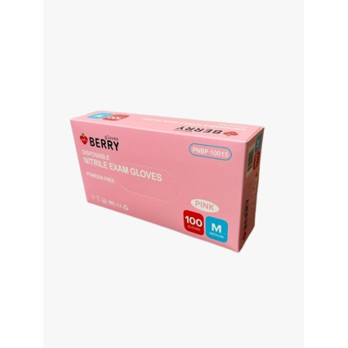 BERRY Nitrilinės pirštinės be pudros N100, M, rožinė 100 vnt | Multum