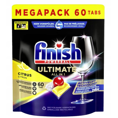 Finish Ultimate All in 1 kapsulės su citrinos kvapu indaplovei 60 vnt | Multum