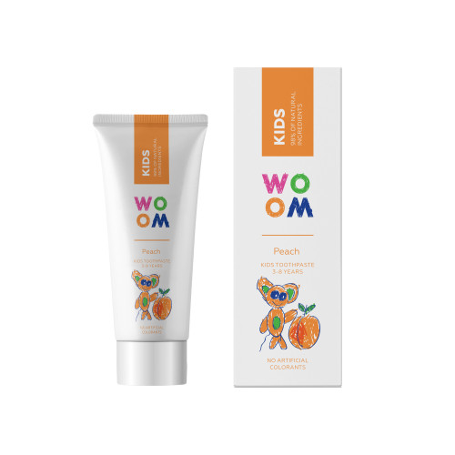 WOOM Kids Peach dantų pasta 3-8g 50ml | Multum