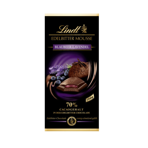 LINDT kartaus šokoladas su mėlynių levandų įdaru 150g | Multum