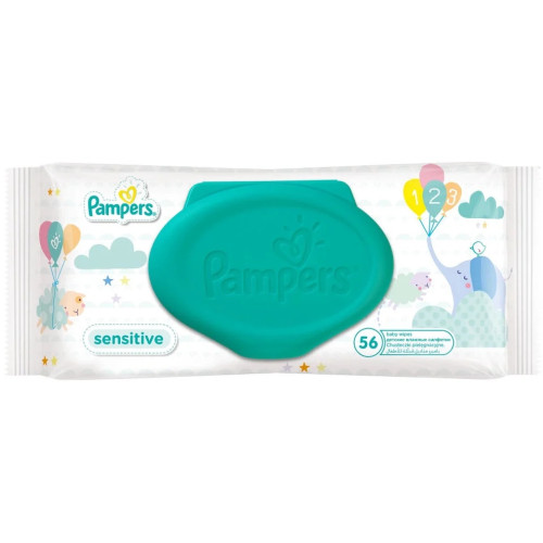 Drėgnos servetėlės PAMPERS Sensitive Protect 56 vnt | Multum