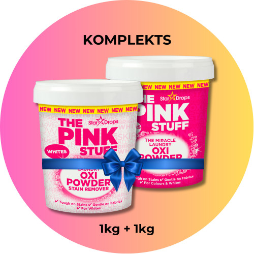 RINKINYS The Pink Stuff milteliai spalvotiems skalbiniams 1vnt ir baltiems skalbiniams 1vnt | Multum