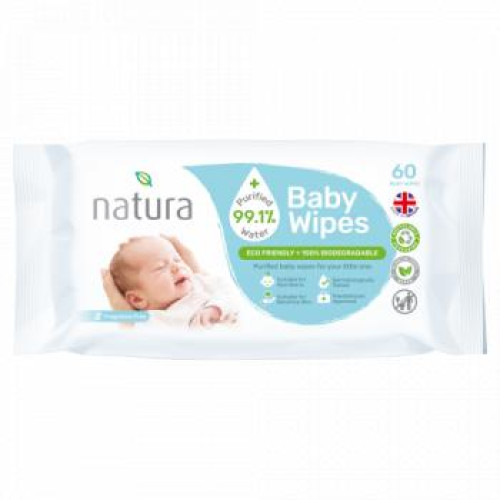 NATURA Baby drėgnos servetėlės 60 vnt | Multum