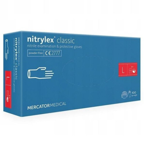 Mercator nitrilex® be pudros nitrilo pirštinės, mėlynos, dydis L 100 vnt. | Multum