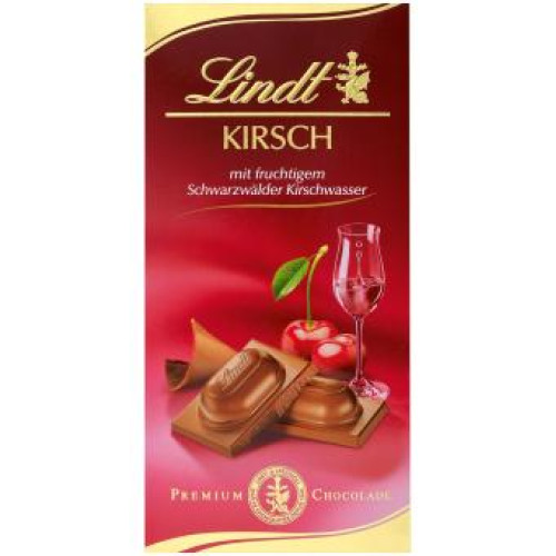 LINDT pieniško šokolado plytelė su vyšnių likeriu 100g | Multum