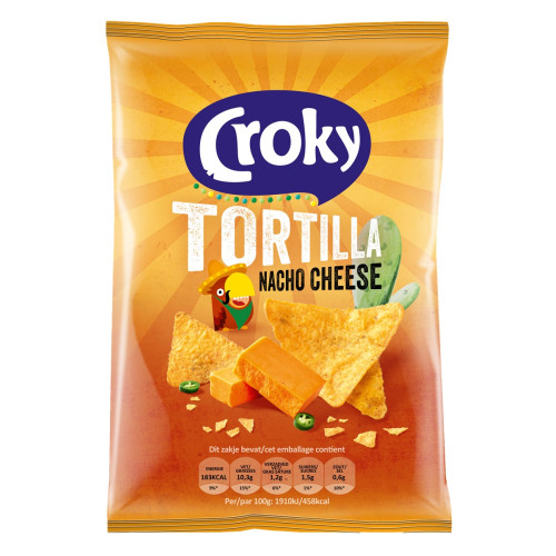 CROKY Tortilla Nacho Cheese kukurūzų traškučiai 40g | Multum