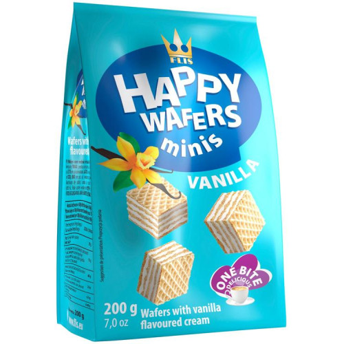 HAPPY DAYS MINIS vafliai su vaniliniu kremu 200g | Multum