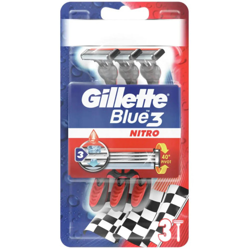 GILLETTE Blue 3 Nitro vienkartiniai skustuvai 3 vnt | Multum