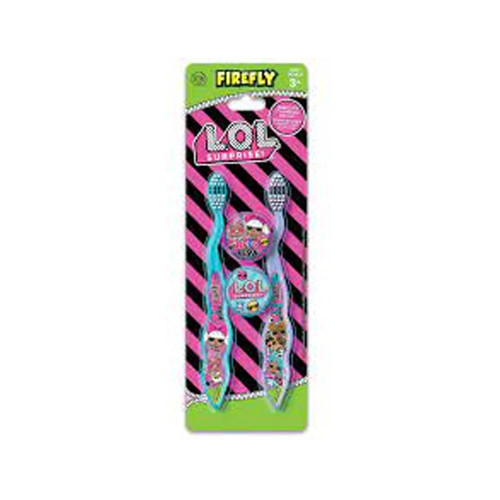 FIREFLY LOL rinkinys - dantų šepetėliai su dangteliu 2vnt | Multum